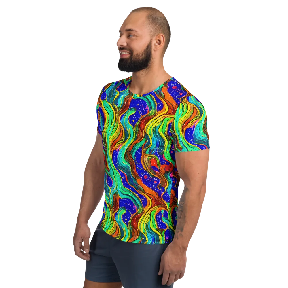 Tidal Technicolor on Men's Athletic T-Shirt — Left