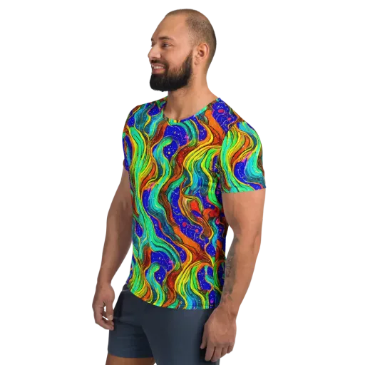Tidal Technicolor on a Men's Athletic T-Shirt
