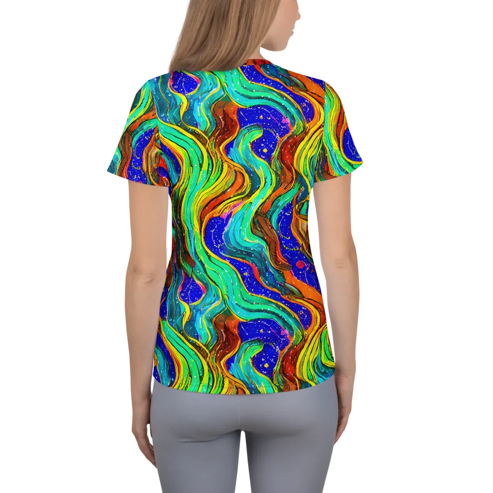 Tidal Technicolor on Women's Athletic T-Shirt — Back