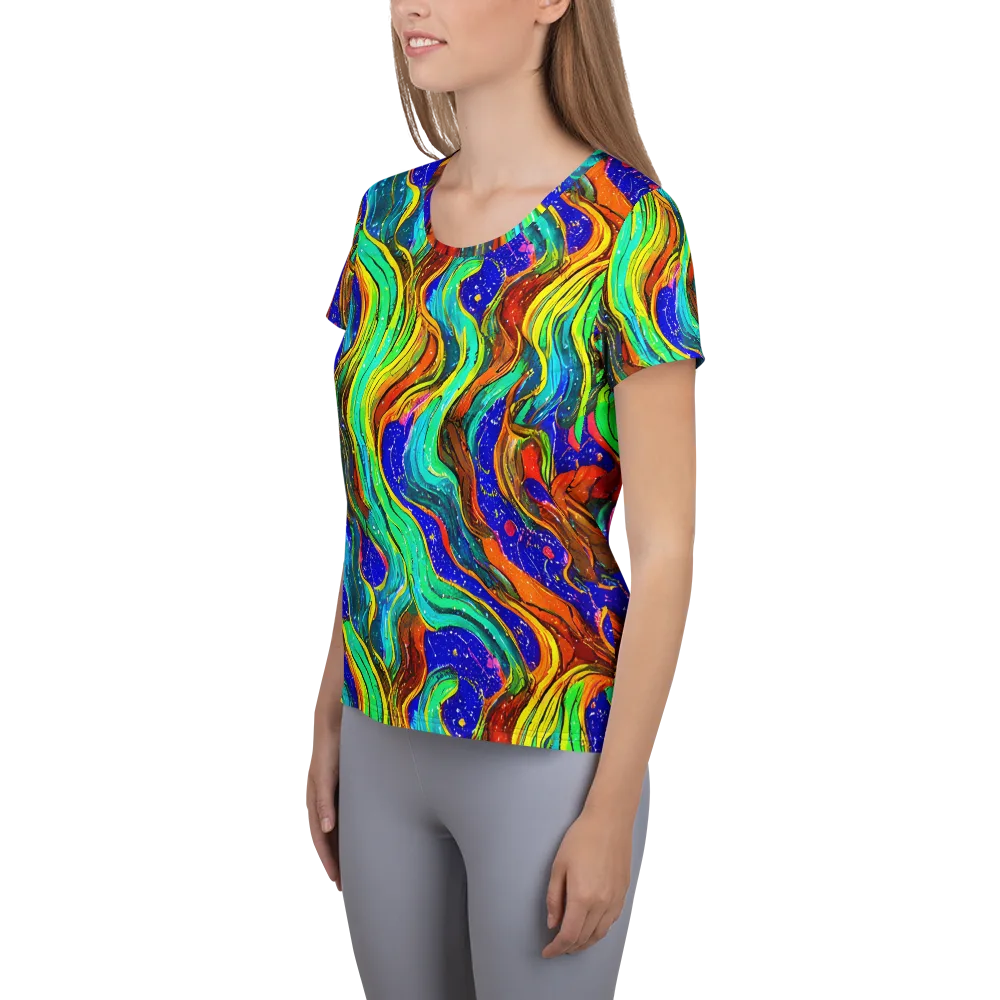 Tidal Technicolor on Women's Athletic T-Shirt — Left