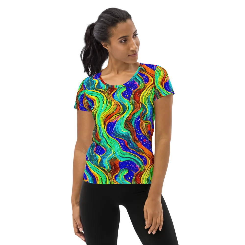 Tidal Technicolor on Women's Athletic T-Shirt — Front