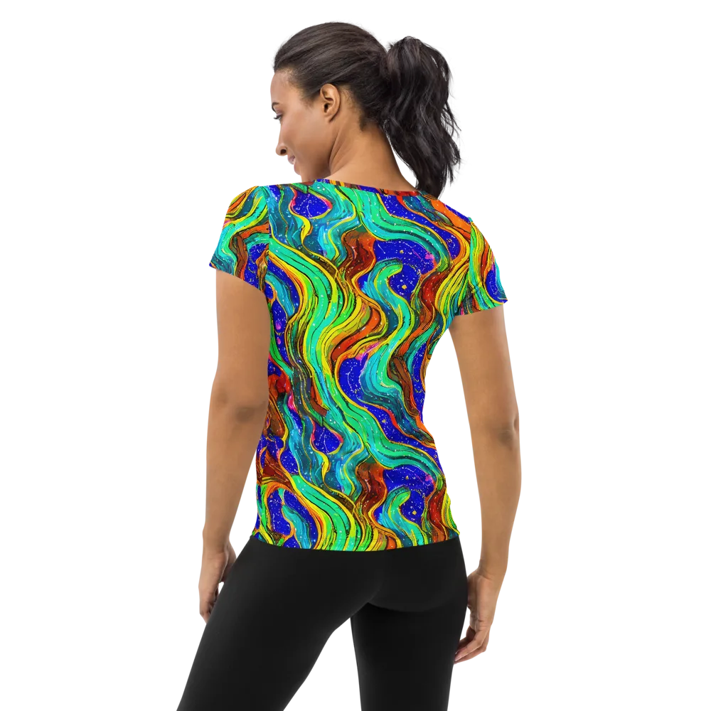 Tidal Technicolor on Women's Athletic T-Shirt — Back