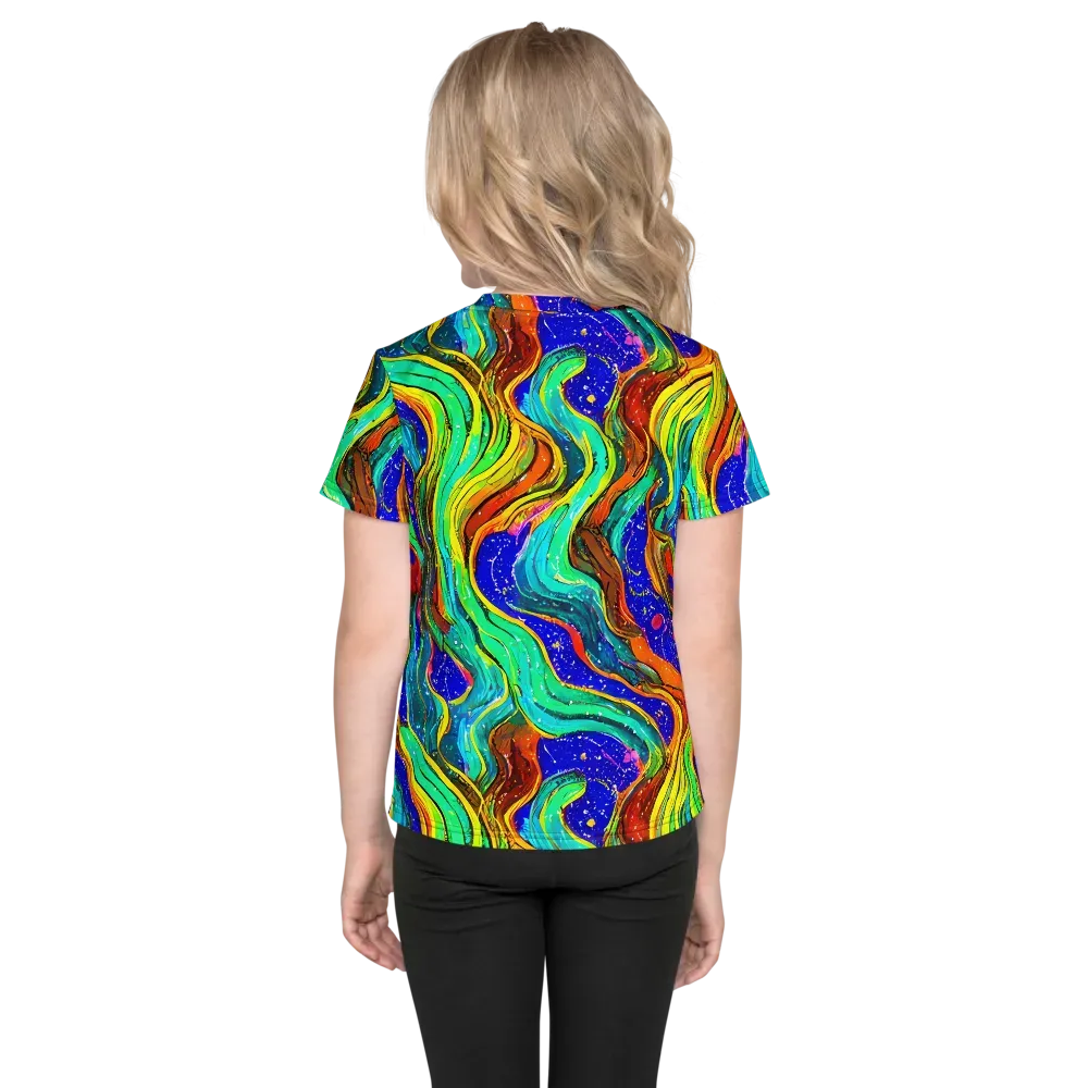Tidal Technicolor on Kids Crew Neck T-Shirt — Back