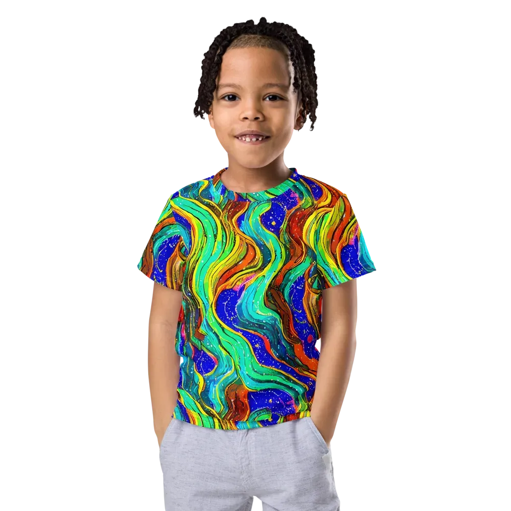 Tidal Technicolor on Kids Crew Neck T-Shirt — Front