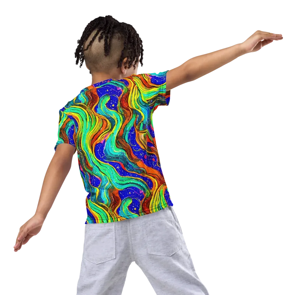 Tidal Technicolor on Kids Crew Neck T-Shirt — Back