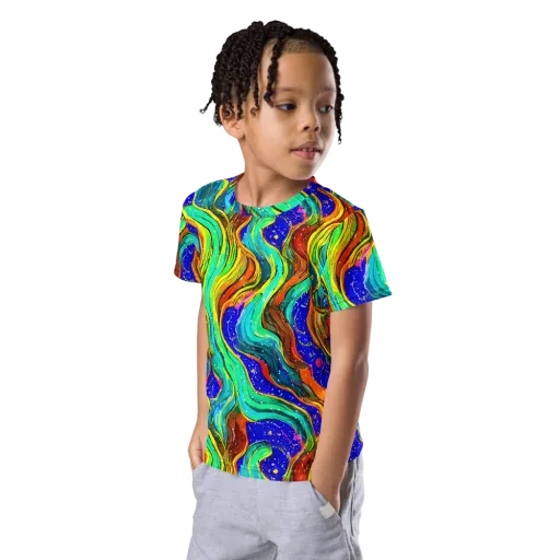 Tidal Technicolor on a Kids Crew Neck T-Shirt