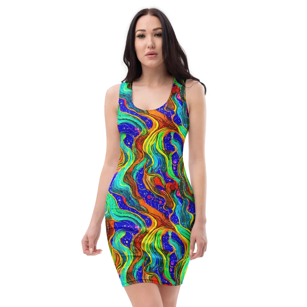 Tidal Technicolor on Bodycon Dress — Front