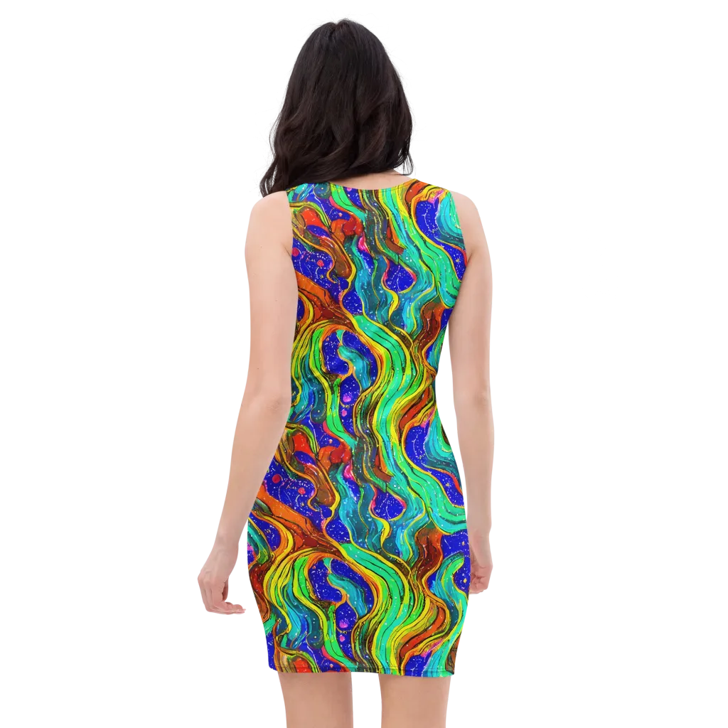 Tidal Technicolor on Bodycon Dress — Back