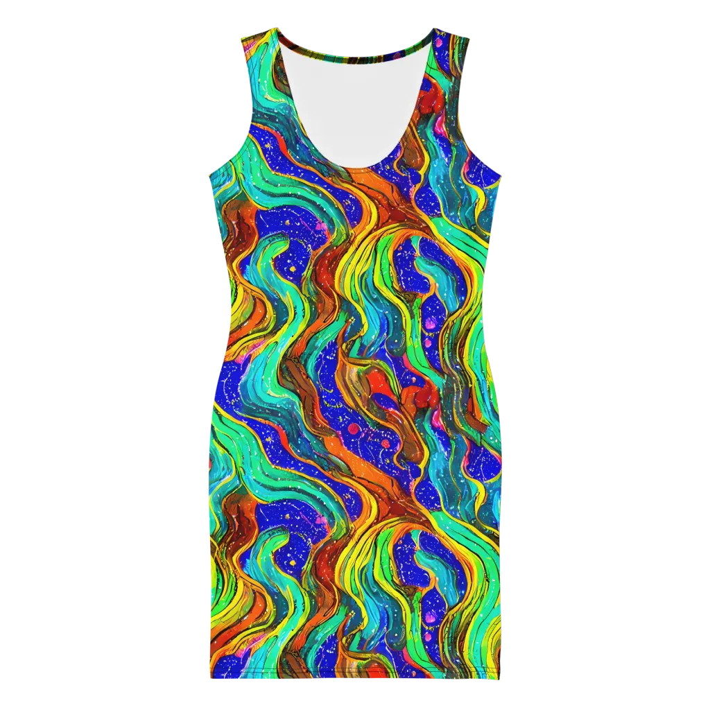 Tidal Technicolor on Bodycon Dress — Front