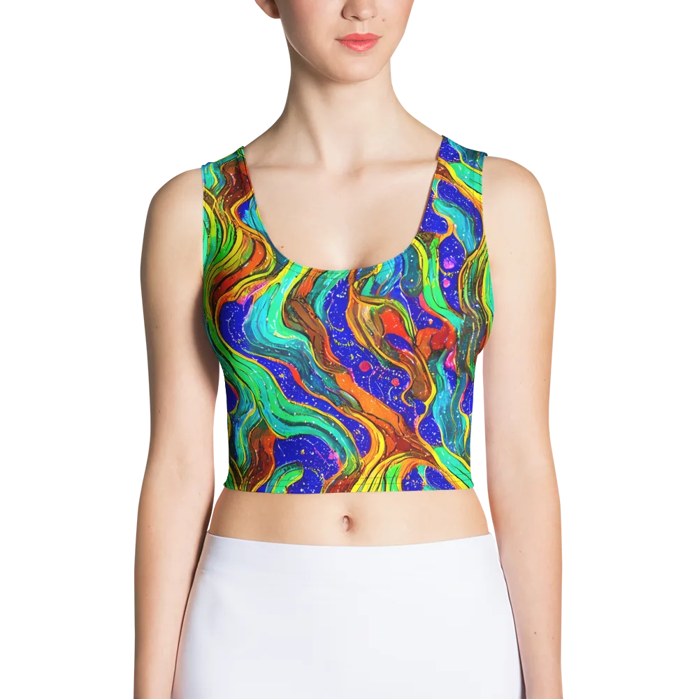 Tidal Technicolor on Crop Top — Front