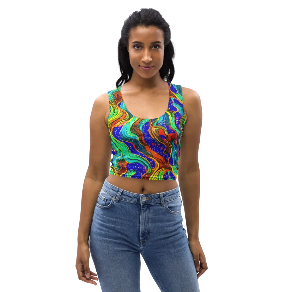 Tidal Technicolor on Crop Top — Front