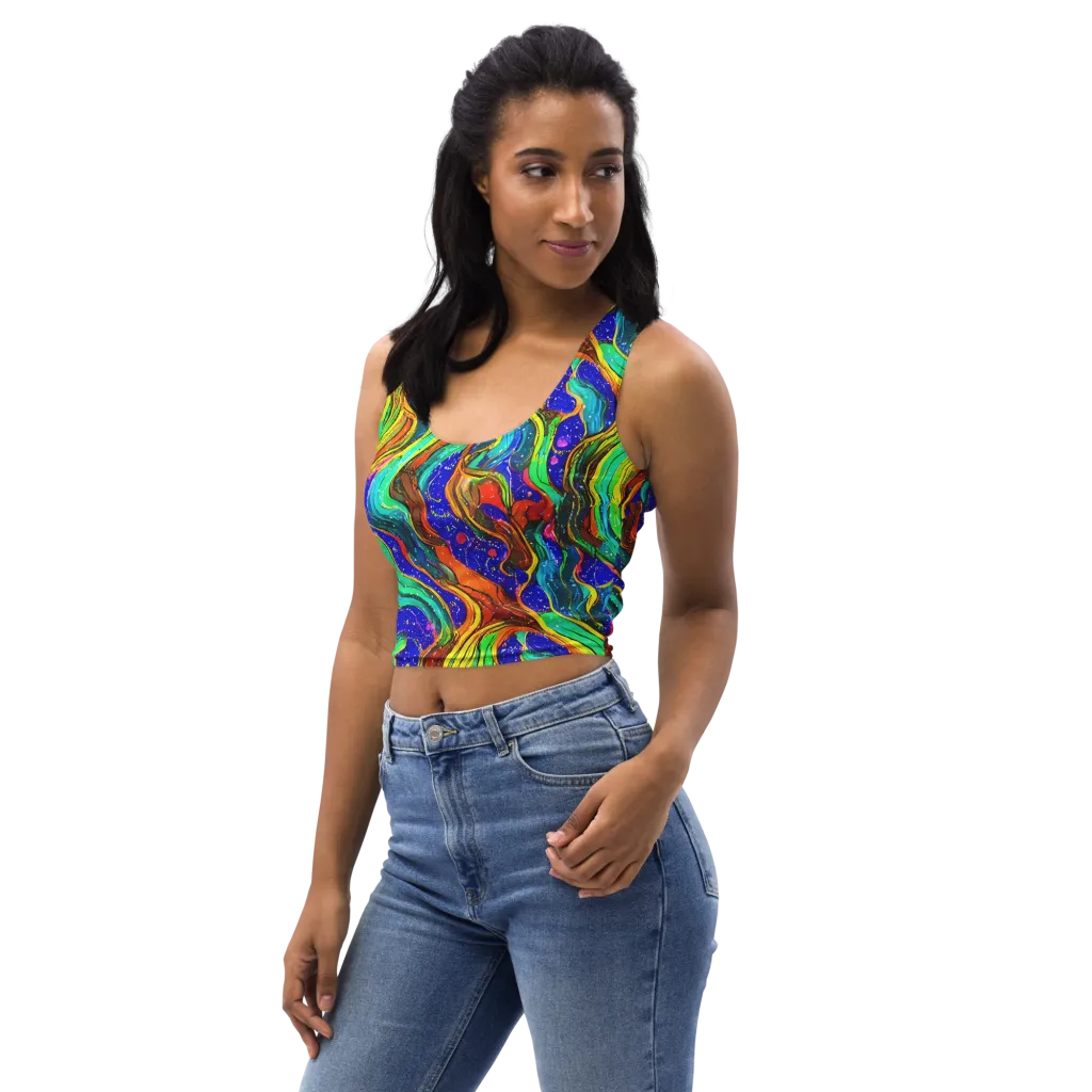 Tidal Technicolor on Crop Top — Left Front