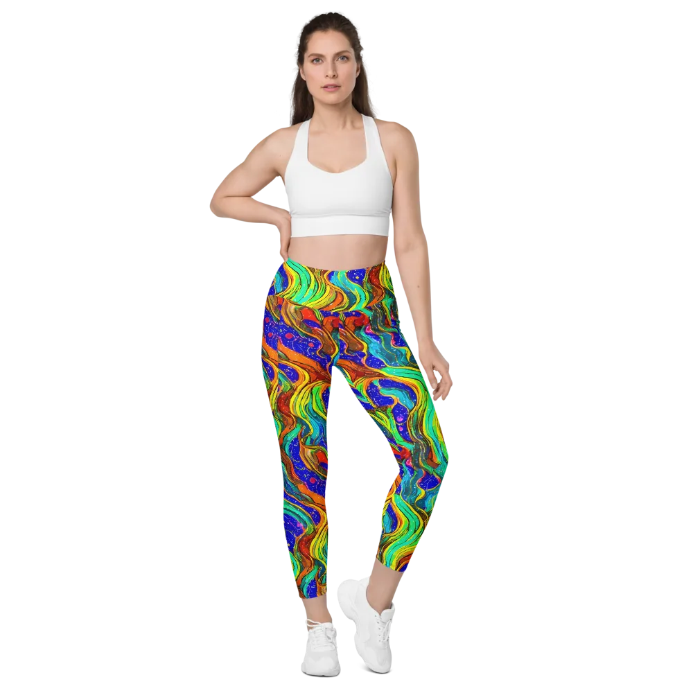 Tidal Technicolor on Leggings with Pockets — Front