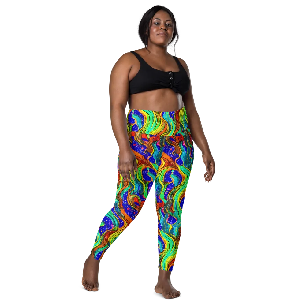 Tidal Technicolor on Leggings with Pockets — Front