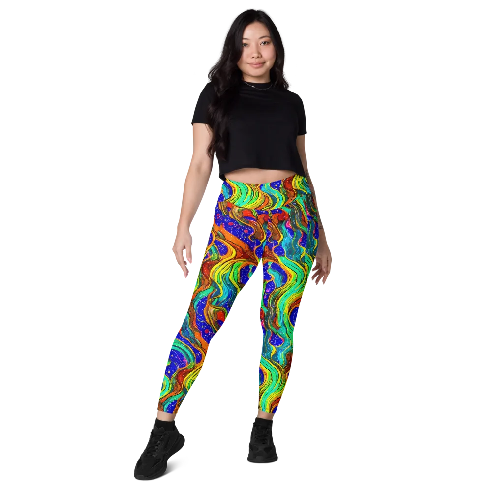 Tidal Technicolor on Leggings with Pockets — Front