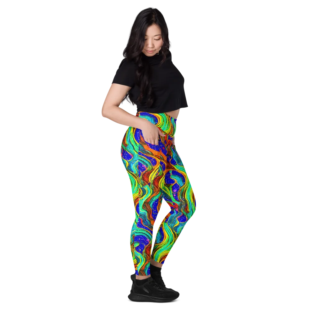 Tidal Technicolor on Leggings with Pockets — Right