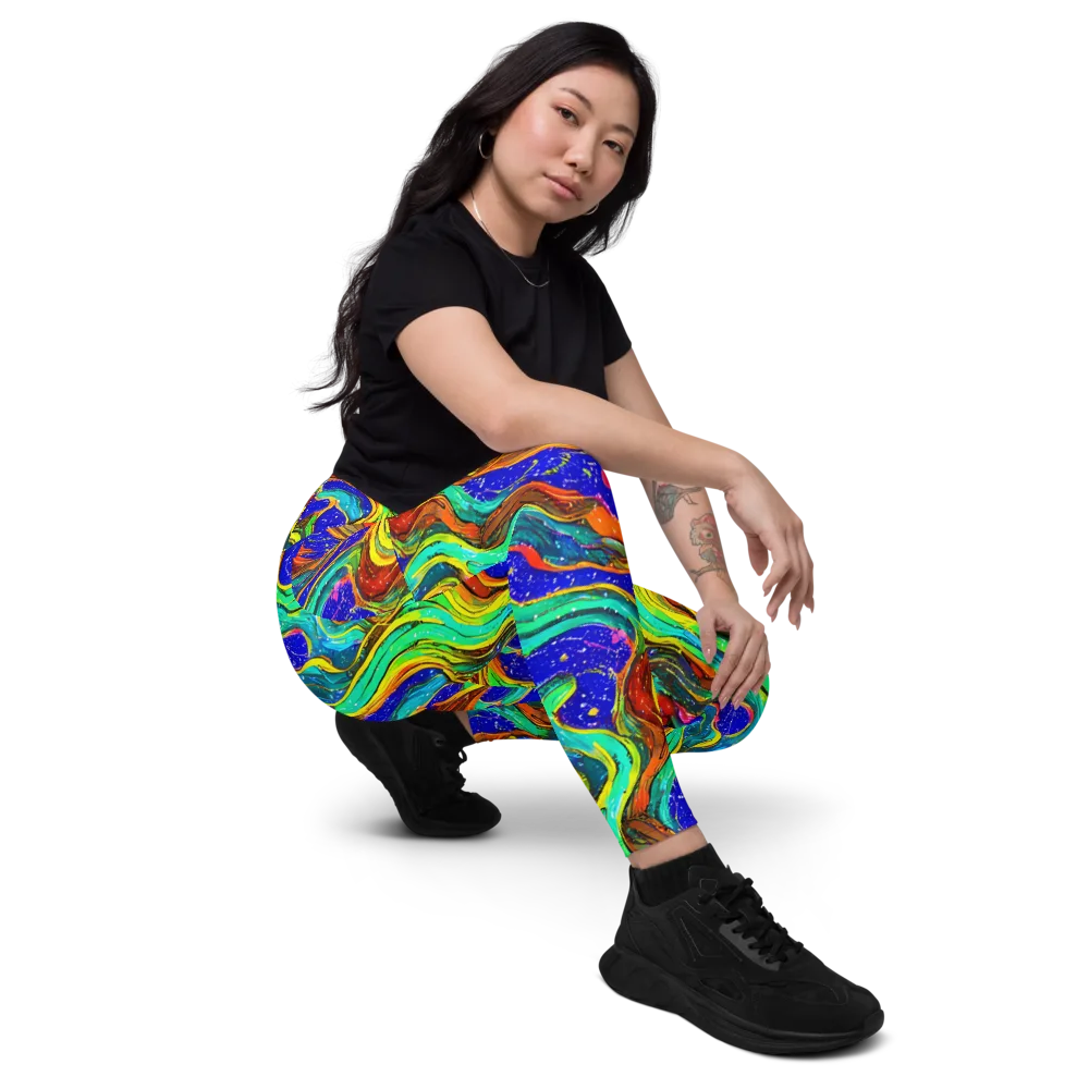 Tidal Technicolor on Leggings with Pockets — Right Front