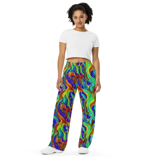 Tidal Technicolor on a Wide-Leg Pants