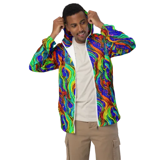 Tidal Technicolor on a Men's Windbreaker