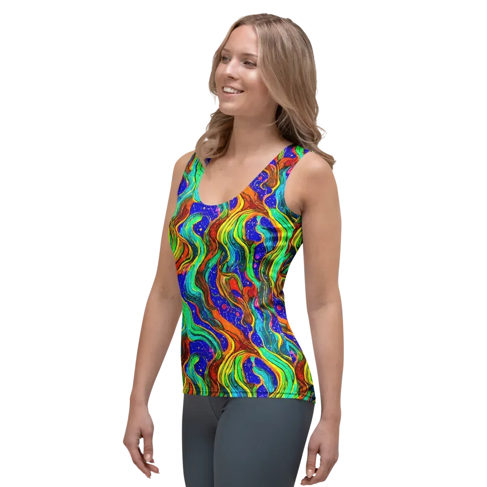 Tidal Technicolor on Women's Tank Top — Left Front