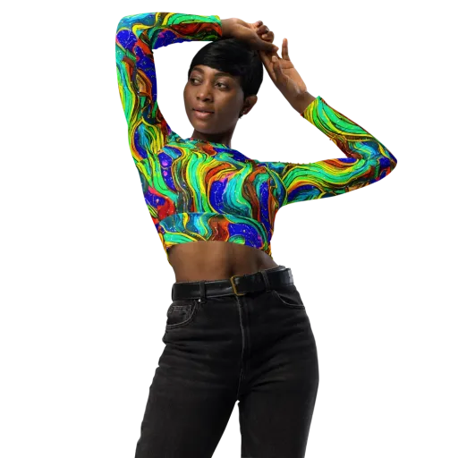 Tidal Technicolor on a Long Sleeve Crop Top