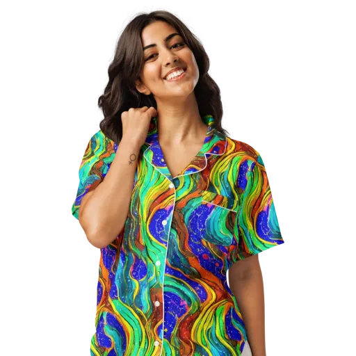 Tidal Technicolor on a Women's Short Sleeve Pajama Top