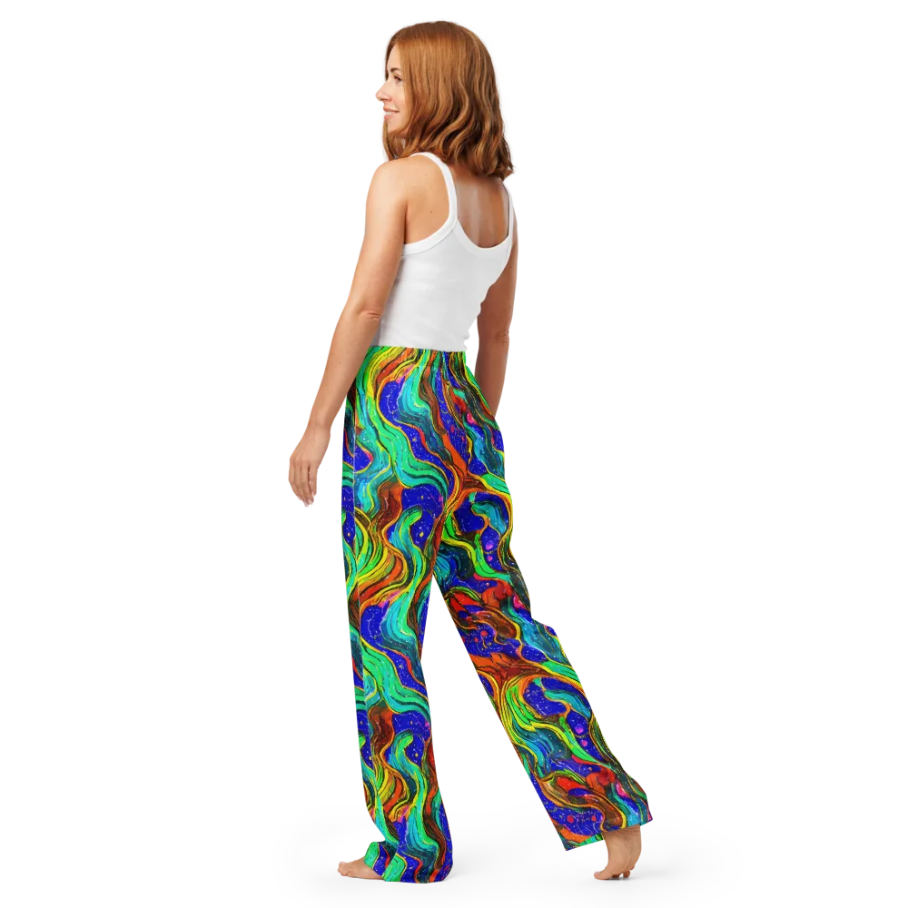 Tidal Technicolor on Women's Pajama Pants — Back