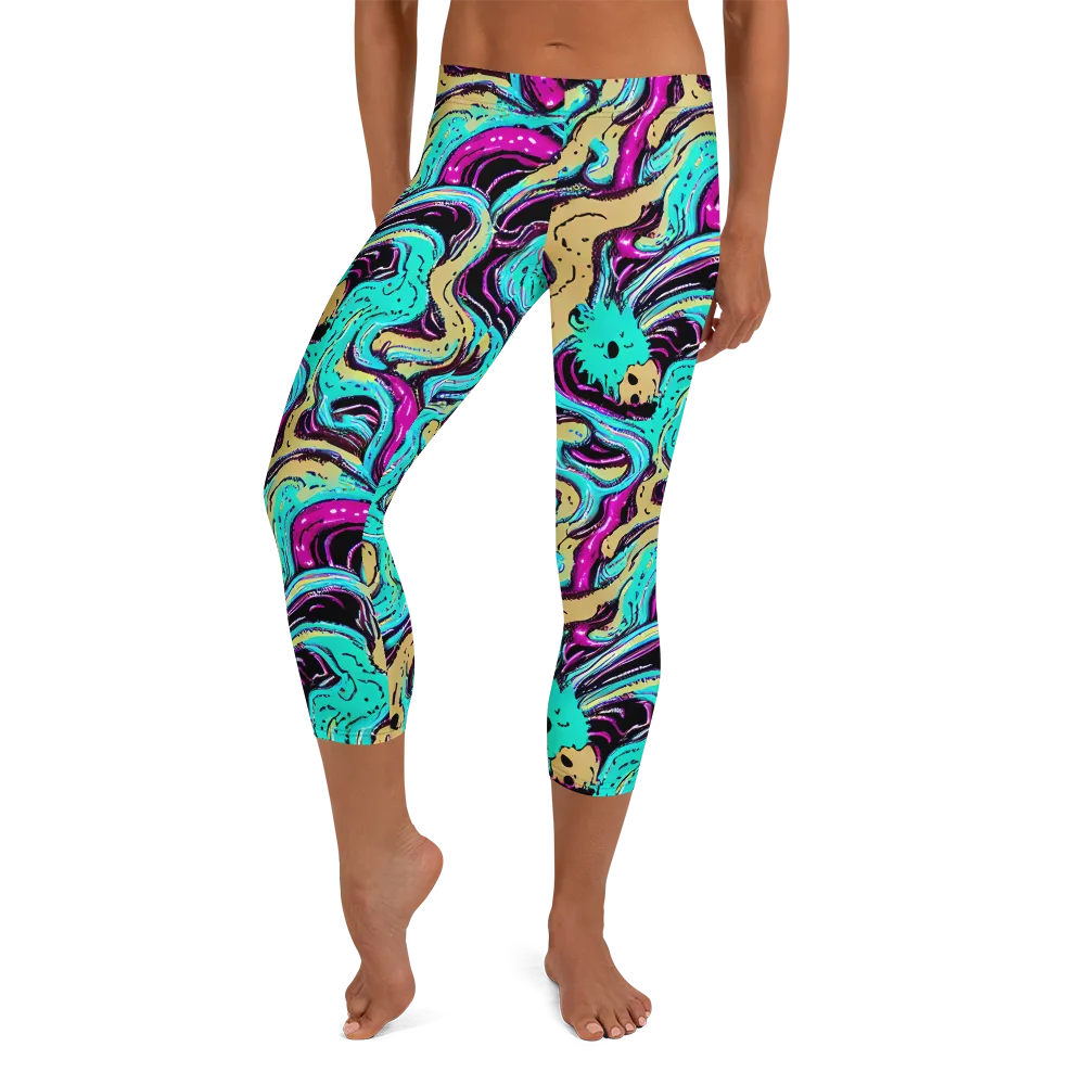 Neon Spill on Capri Leggings — Front
