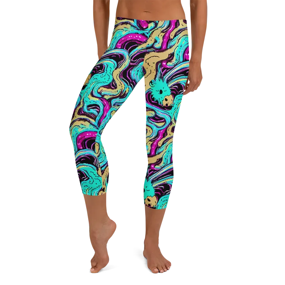 Neon Spill on Capri Leggings — Front