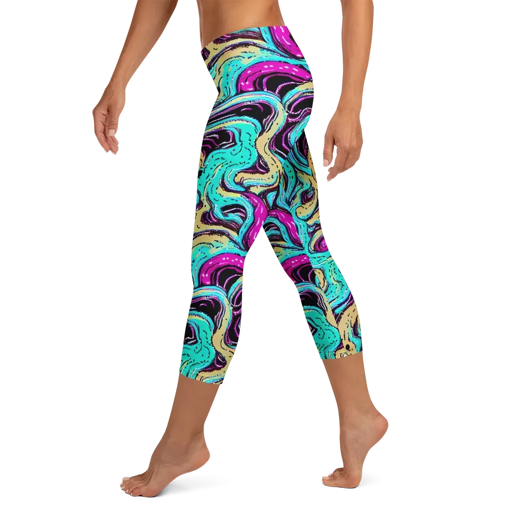 Neon Spill on Capri Leggings — Left