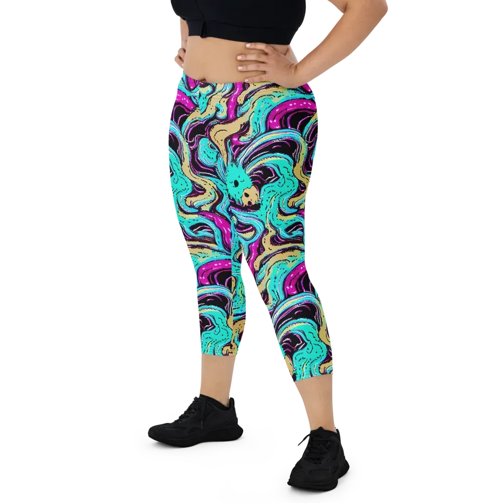 Neon Spill on Capri Leggings — Front
