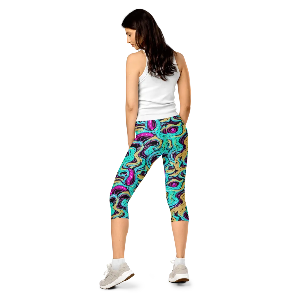 Neon Spill on Capri Leggings — Back