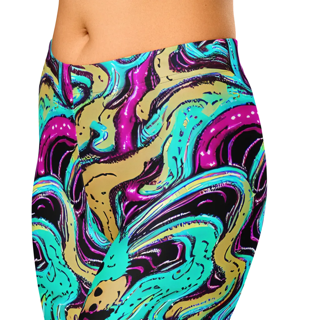 Neon Spill on Capri Leggings — Zoomed-in