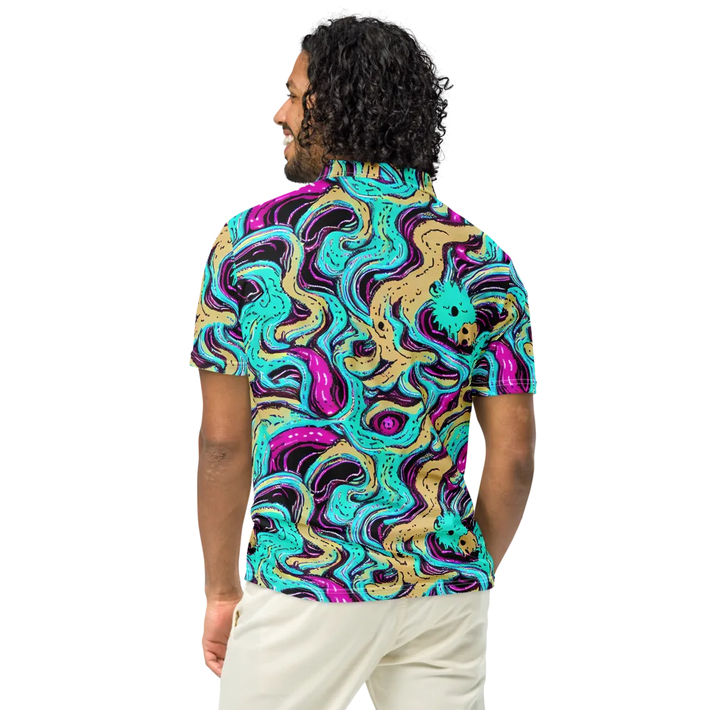 Neon Spill on Men's Slim Fit Polo Shirt — Back