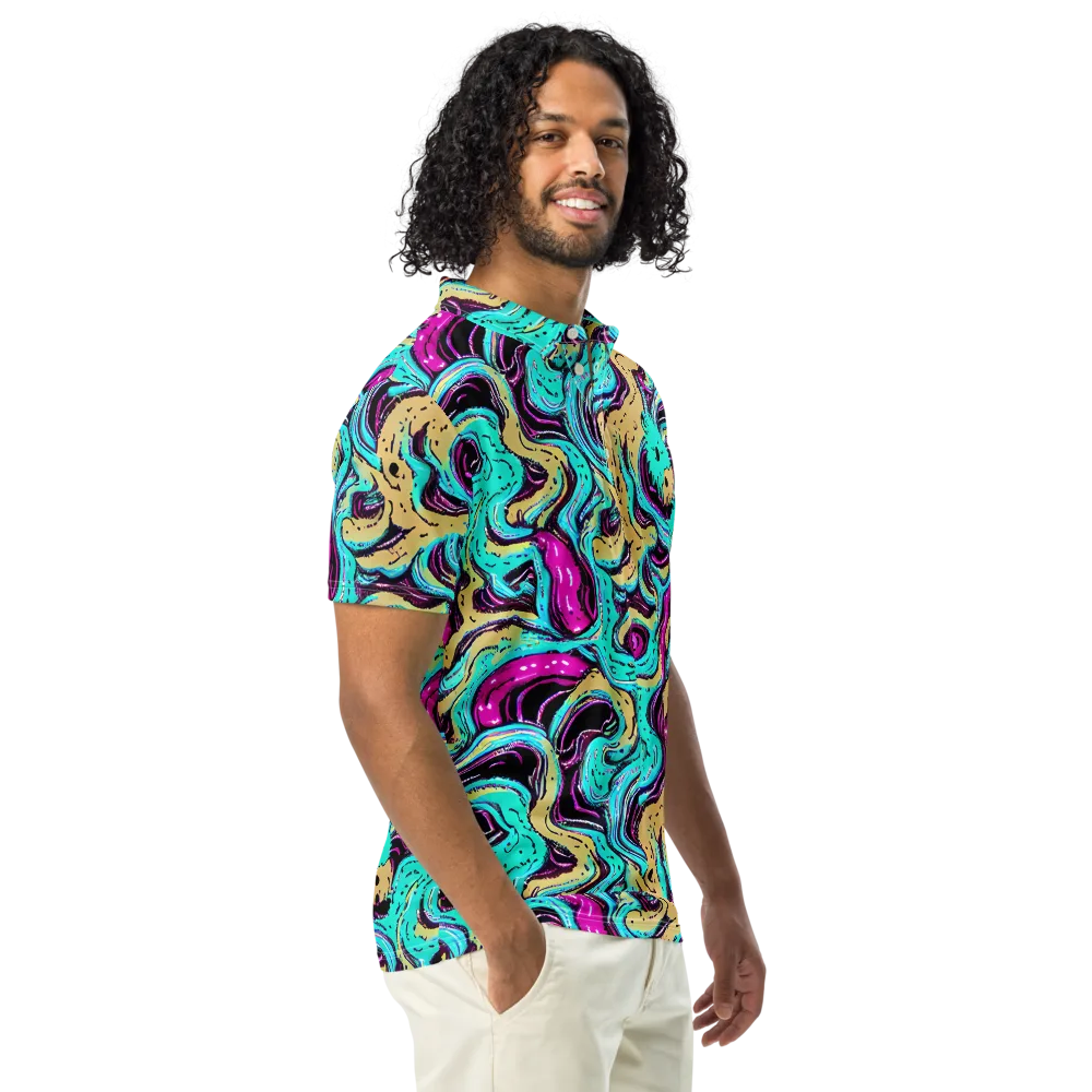 Neon Spill on Men's Slim Fit Polo Shirt — Right Front