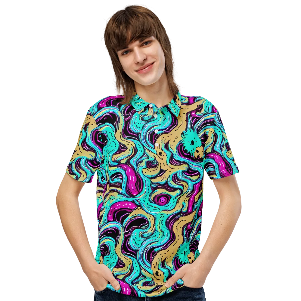 Neon Spill on Men's Slim Fit Polo Shirt — Front