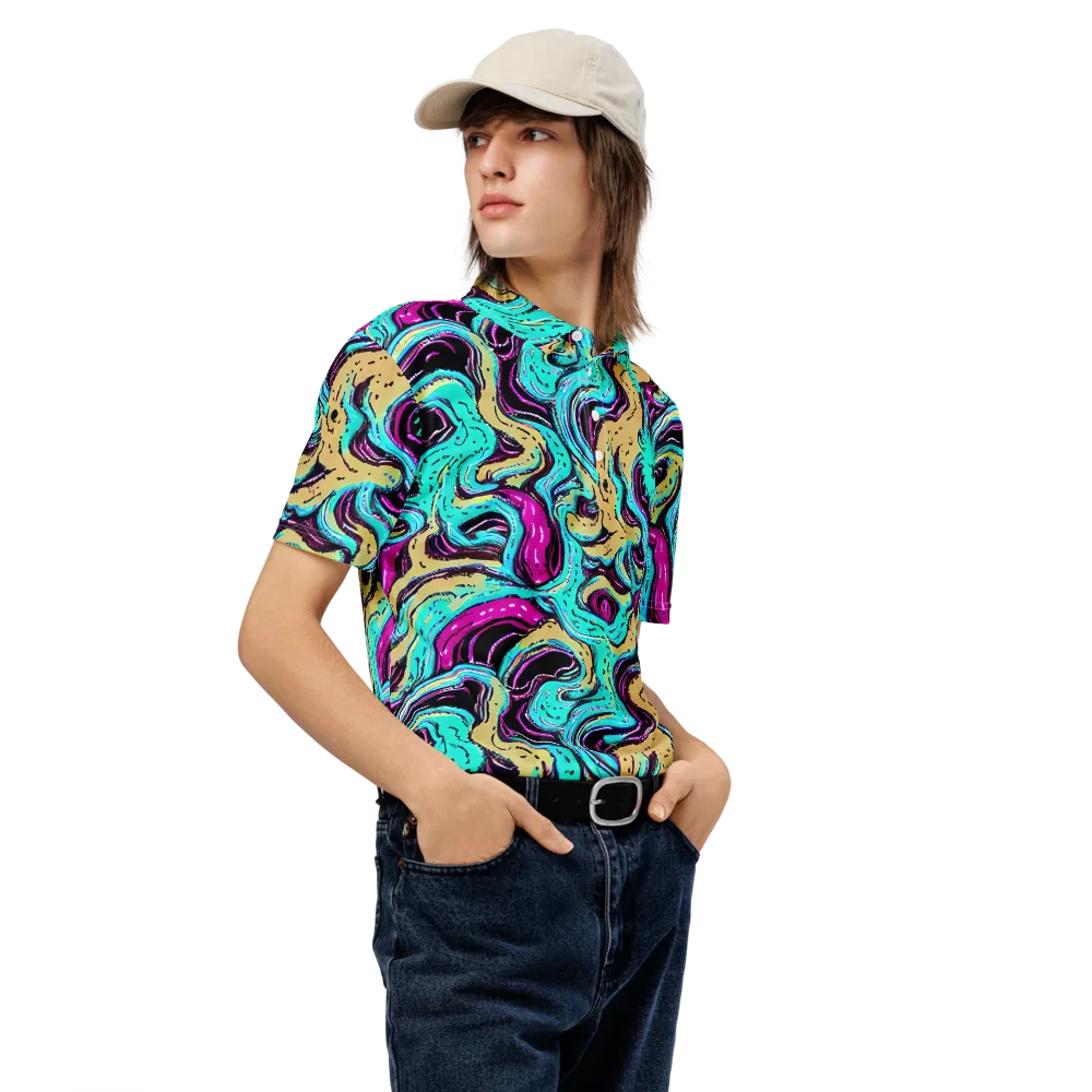 Neon Spill on Men's Slim Fit Polo Shirt — Right Front