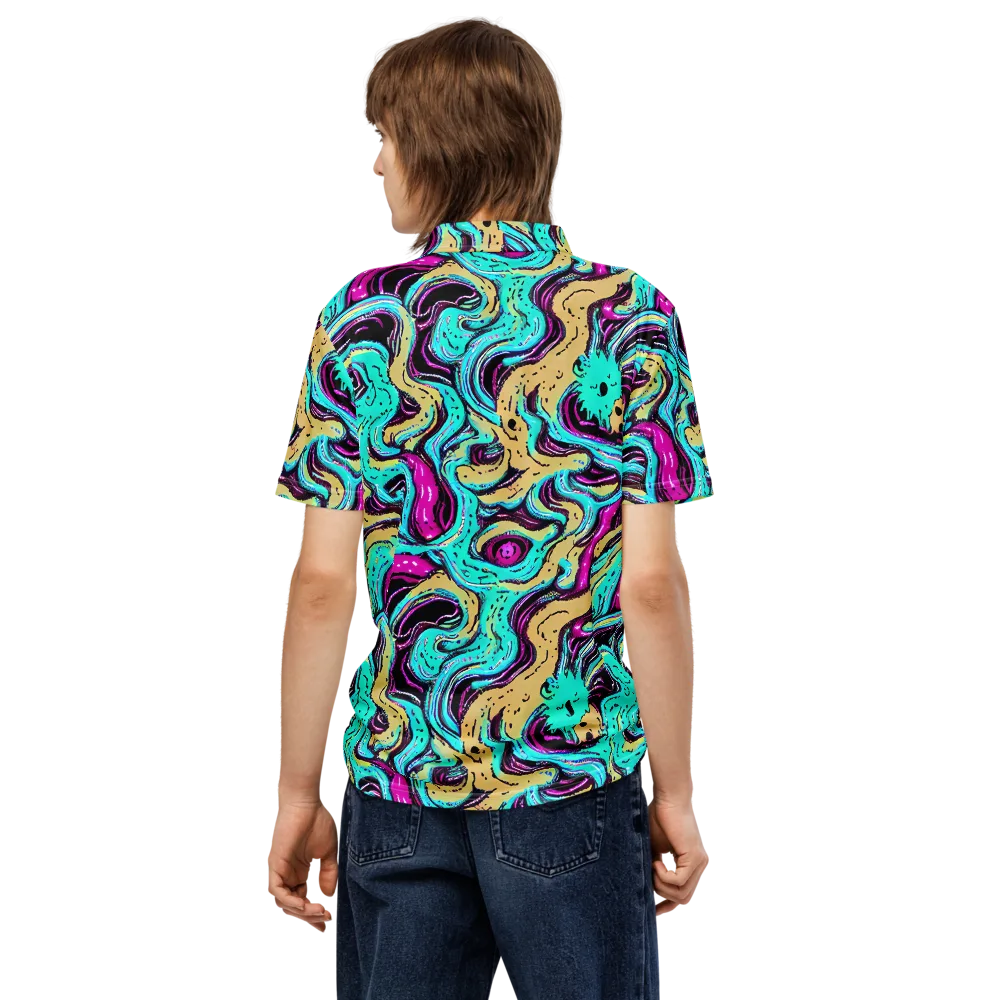 Neon Spill on Men's Slim Fit Polo Shirt — Back