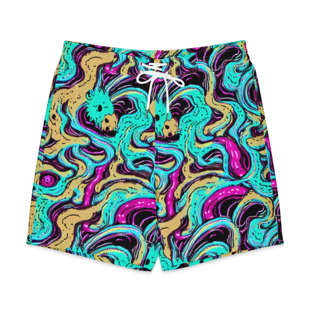 Neon Spill on Men's Board Shorts — Front