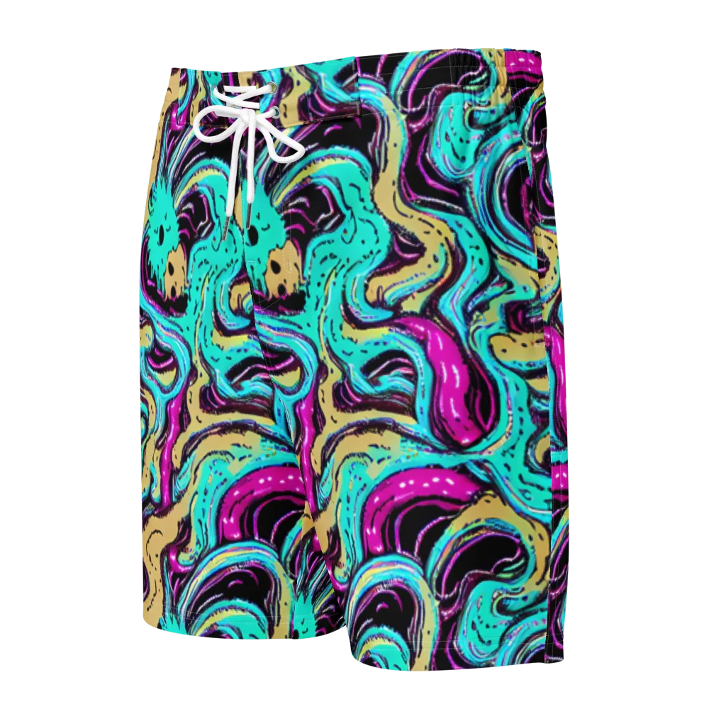 Neon Spill on Men's Board Shorts — Front