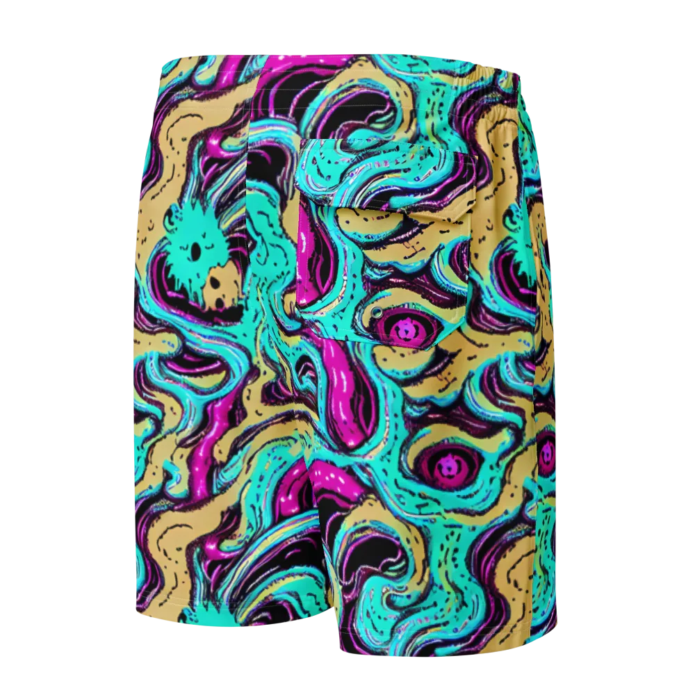 Neon Spill on Men's Board Shorts — Back