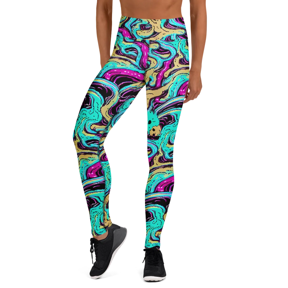 Neon Spill on Yoga Leggings — Front