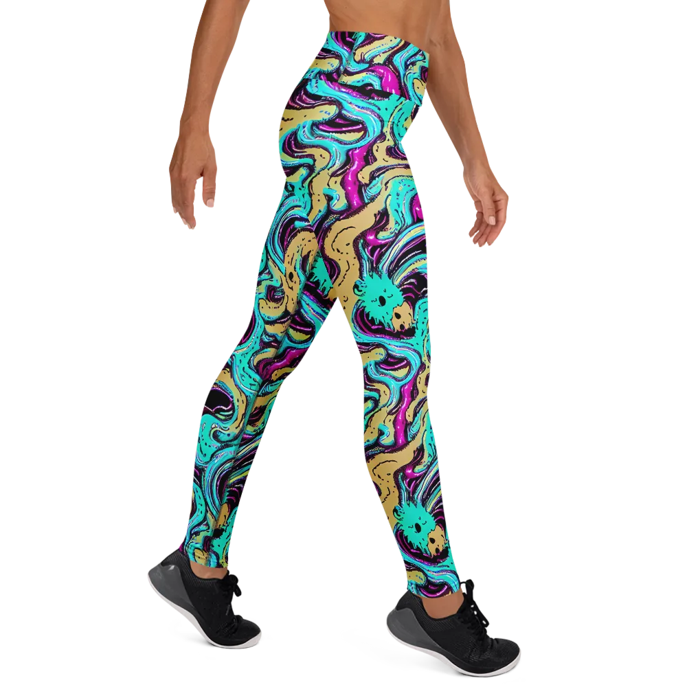 Neon Spill on Yoga Leggings — Right