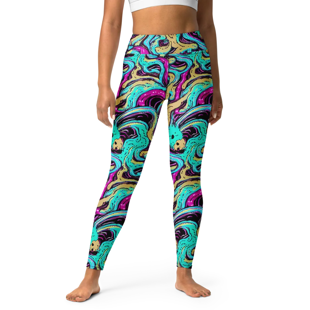 Neon Spill on Yoga Leggings — Front