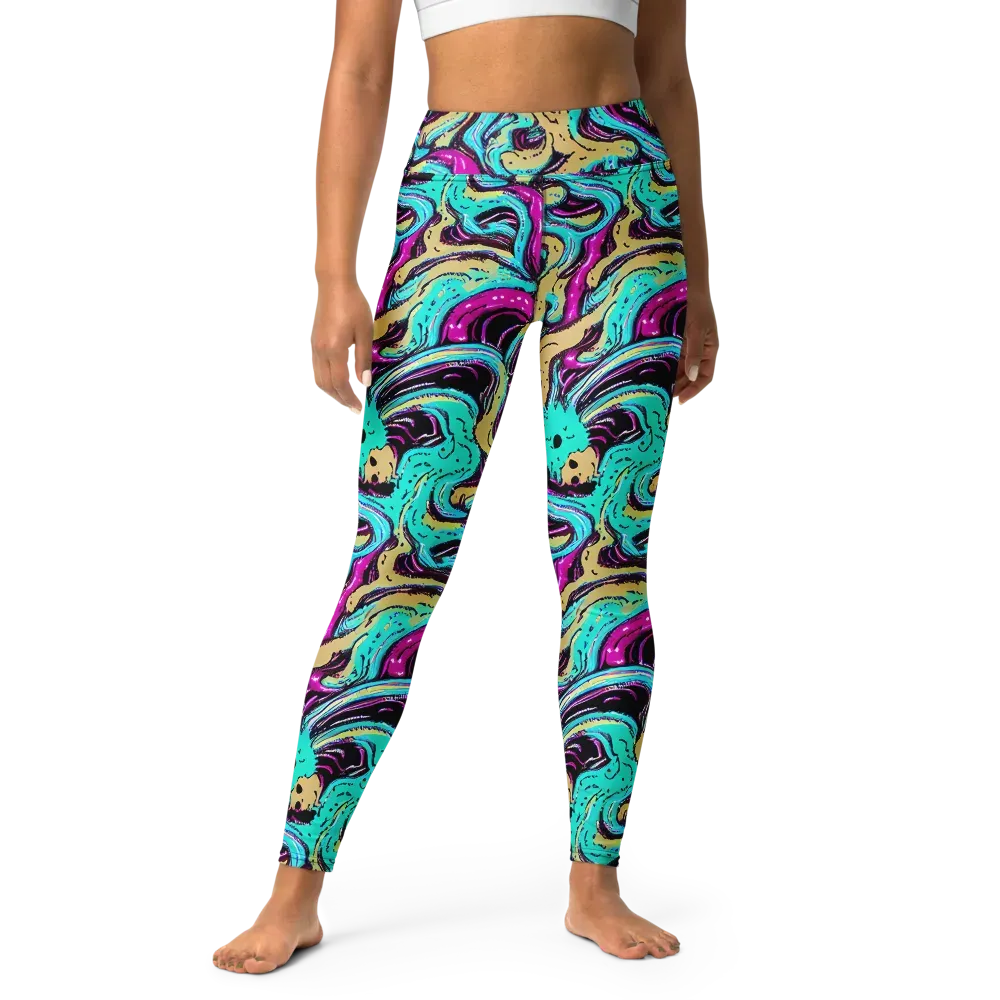 Neon Spill on Yoga Leggings — Front