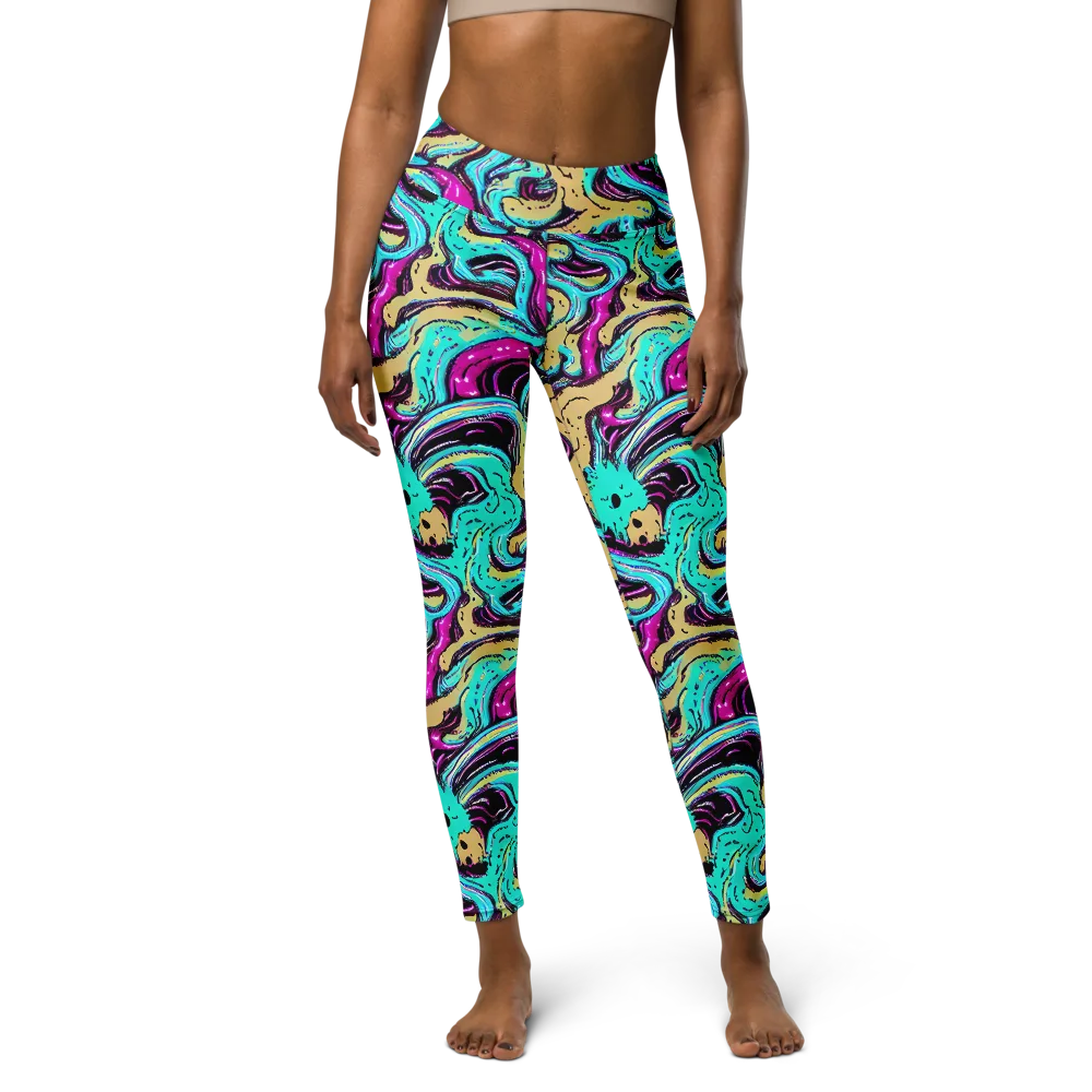 Neon Spill on Yoga Leggings — Front