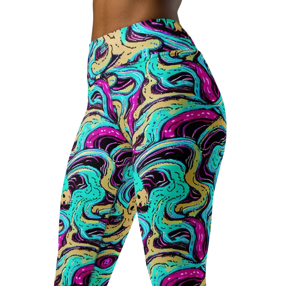 Neon Spill on Yoga Leggings — Left Front