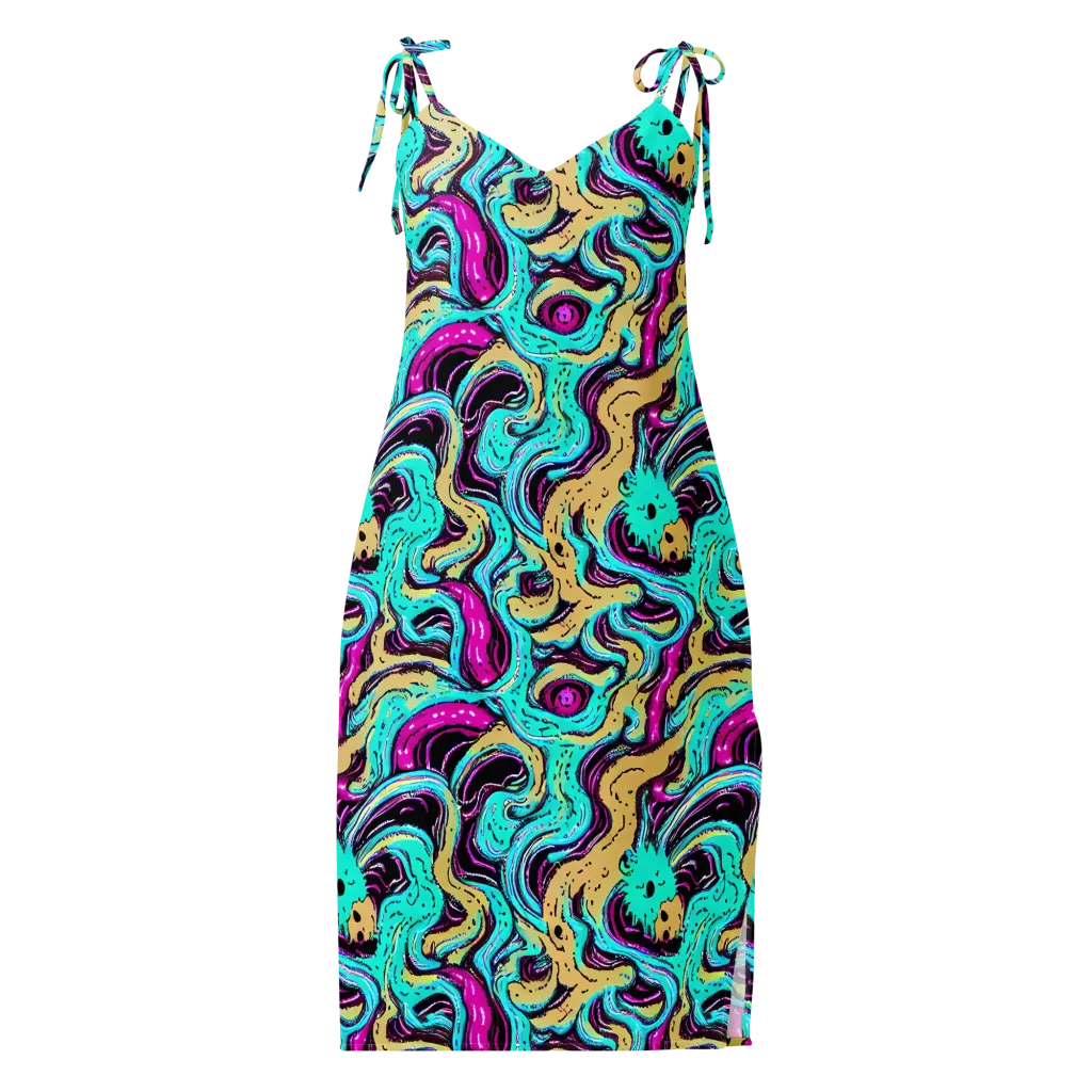 Neon Spill on Slip Dress — Front