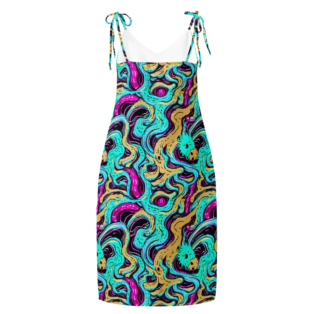 Neon Spill on Slip Dress — Back