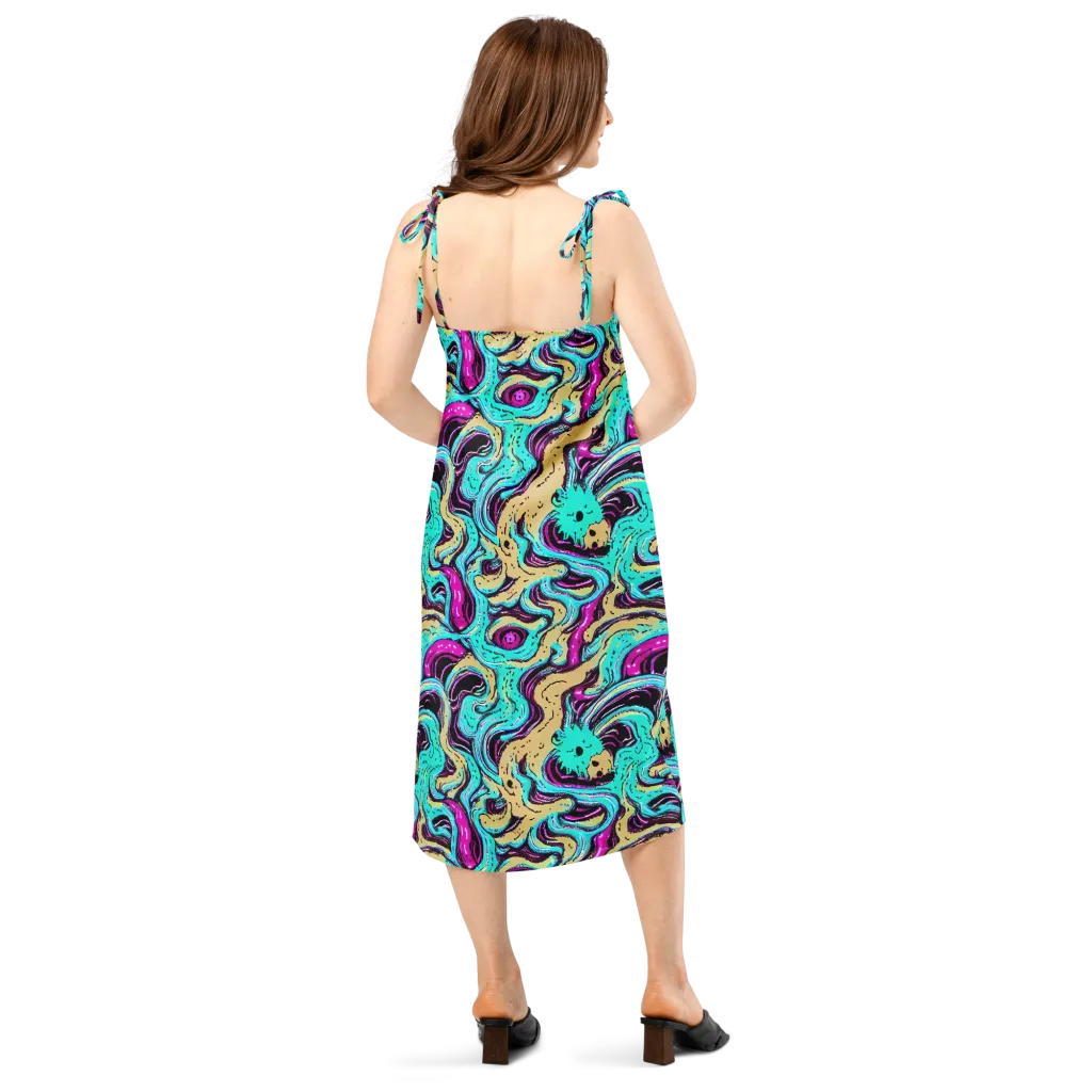 Neon Spill on Slip Dress — Back